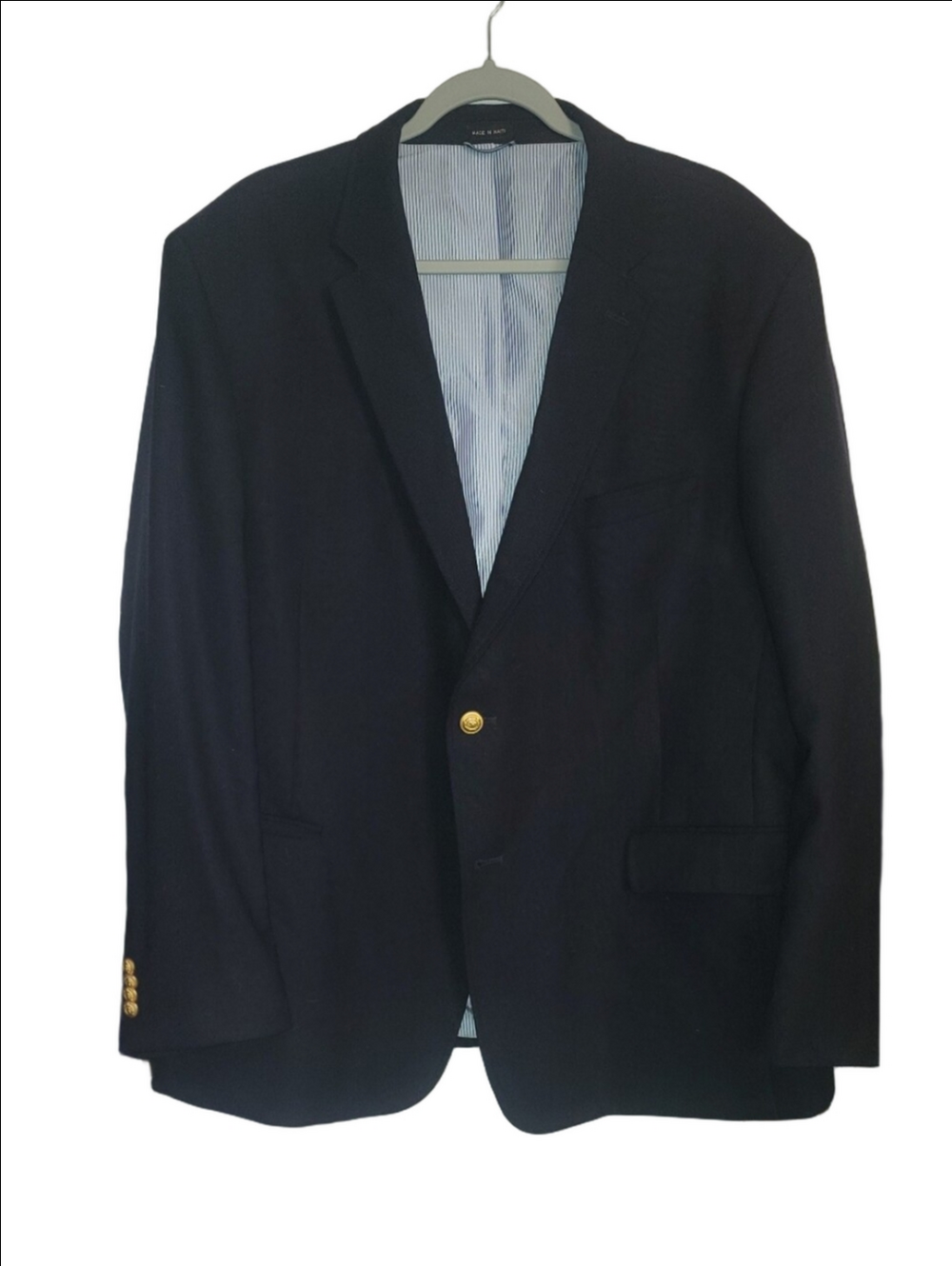 TOMMY HILFIGER Classic Men's Navy Blazer with Gold Buttons (Missing One) 48R